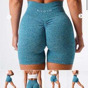NVGTN Teal Scrunch Seamless Shorts